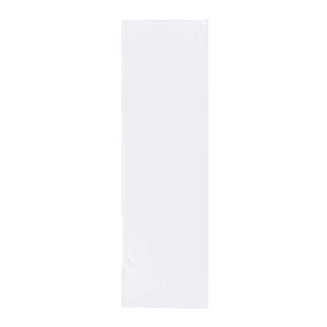 A white gym towel featuring a logo, suitable for leisure and outdoor activities.