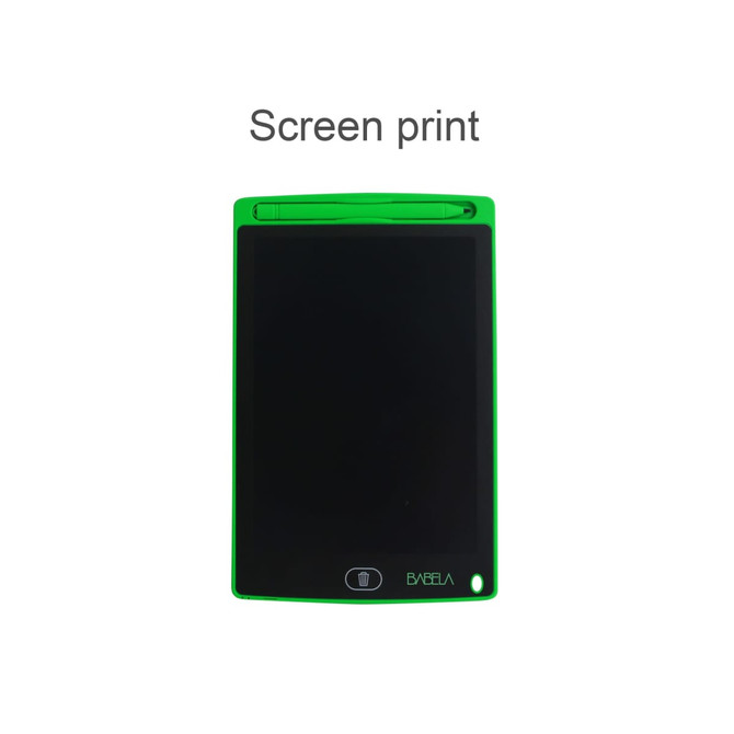 A green LCD writing drawing tablet featuring a black screen and a stylus. Includes a branding logo at the bottom.