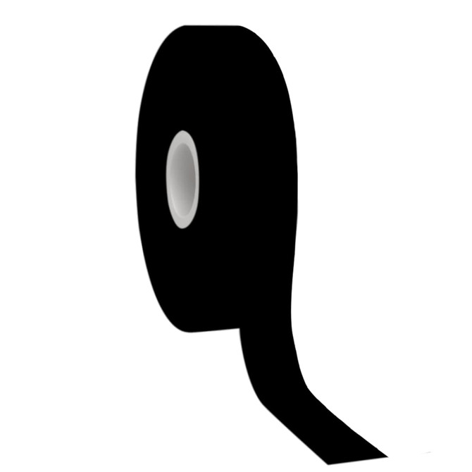 A roll of black hot stamping cotton ribbon on a white background, featuring a central core.