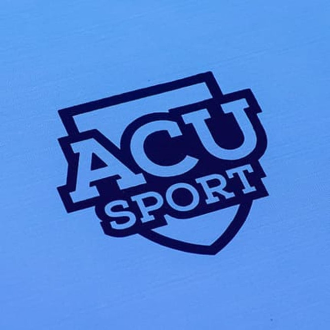 A blue inflatable floating chair featuring a dark logo. The design is simple and suitable for leisure use.