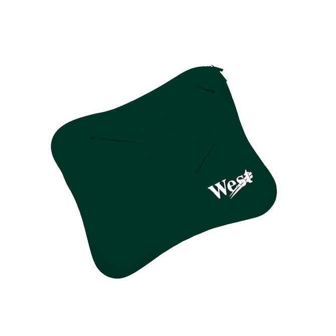 A green multi pouch laptop bag with a logo, featuring various compartments and a sleek design.