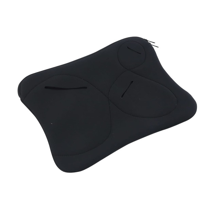 A black Multi Pouch Laptop Bag with a sleek design, featuring various compartments and a logo.