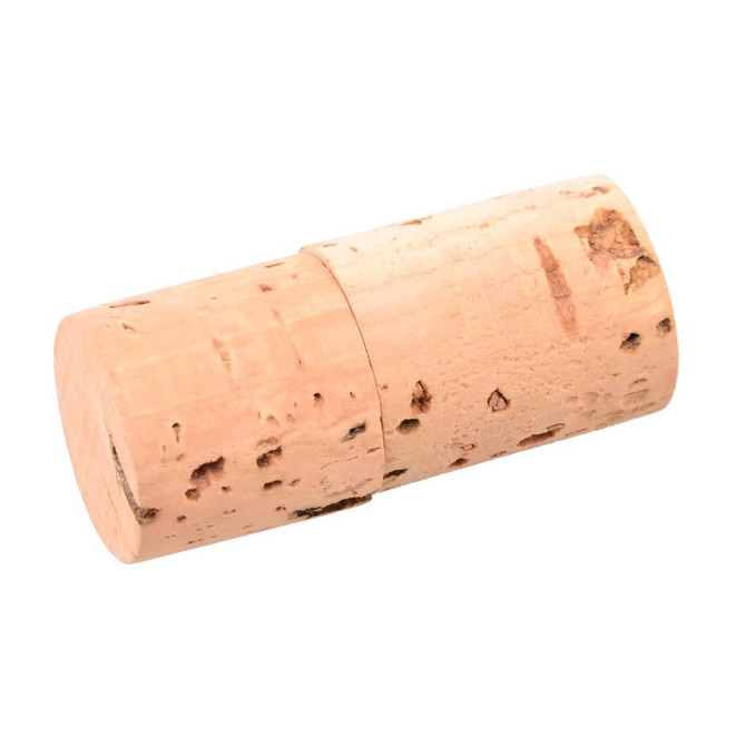 A wine cork-shaped flash drive in natural beige, featuring a simple design without visible branding.