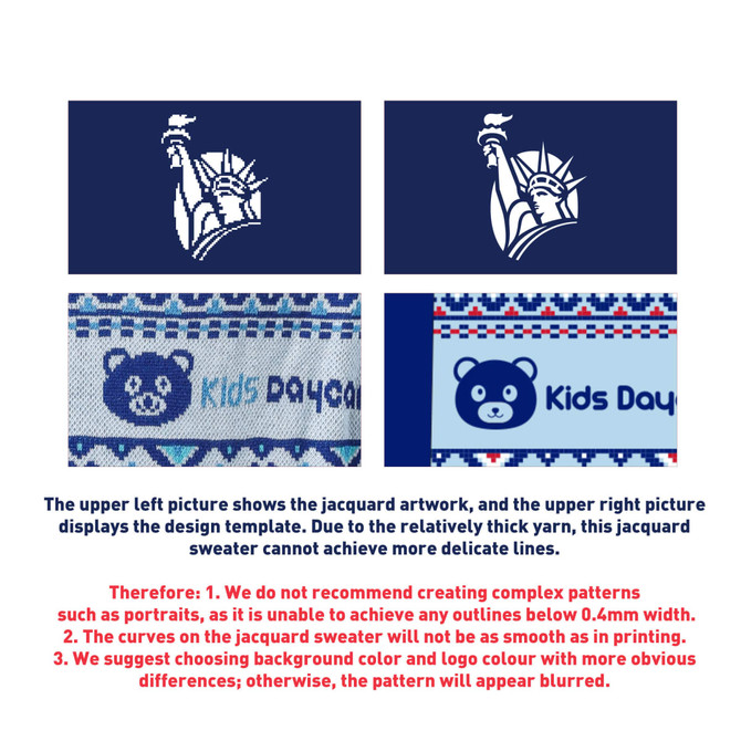 A unisex winter sweater in a jacquard pattern features a bear design with multiple colours and a logo.