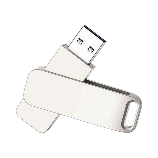 A silver executive twist flash drive with a USB 3.0 connector and a sleek, minimalist design.
