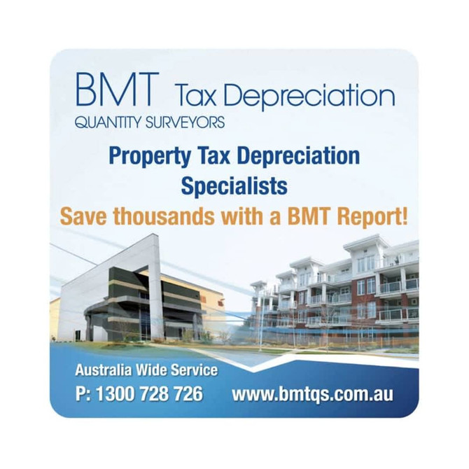 A square coaster featuring a blue and white design with a logo and an image of buildings.