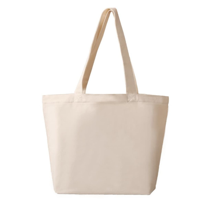 A cream-coloured tote bag with long handles and a simple design, featuring no visible branding.