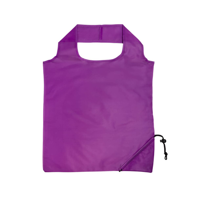A purple Sprint Folding Shopping Bag featuring a simple design and a drawstring closure for compact storage.