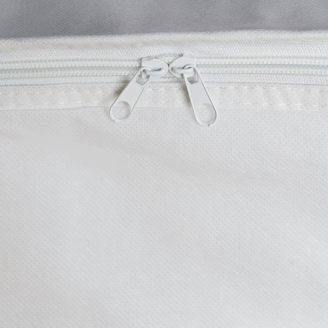 A white cooler bag featuring double zipper closures. The material appears durable and water-resistant.