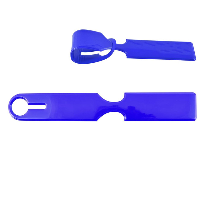 A blue Naples Luggage Tag set, featuring a sleek and durable design for easy identification of luggage.