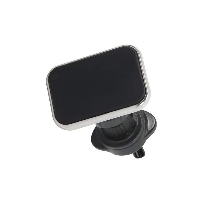 A square car hook bracket in black and silver with a sleek design and a mounting base.