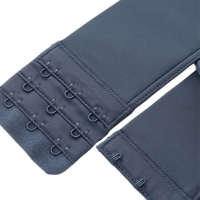 A grey women's cross back yoga crop bra tank featuring multiple hook and eye closures along the back.