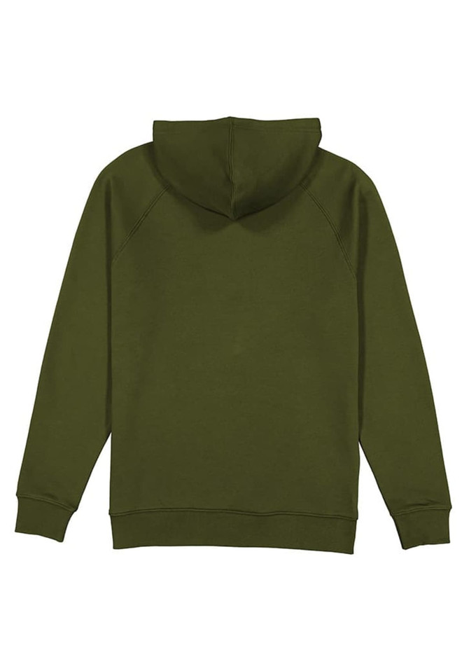 A green hoodie featuring a hood and raglan sleeves, displaying a plain design without any visible branding.