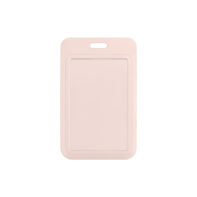 A pink ABS single side ID card holder with a top slot for a lanyard or clip, featuring a smooth surface.