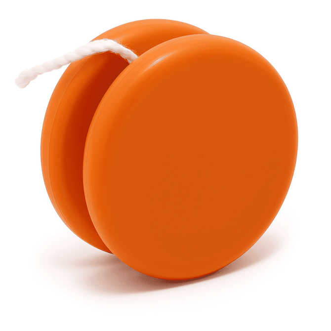 An orange premium plastic yo-yo with a white string, featuring a smooth, glossy finish.