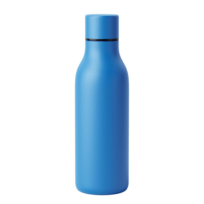A drink bottle in vibrant blue, 550ml capacity, featuring a sleek design and a logo.