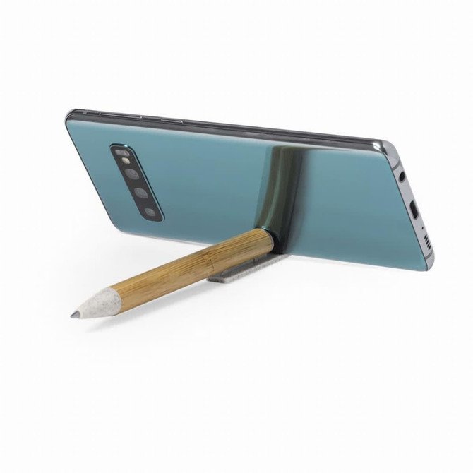 A bamboo and wheat straw eco ball pen with holder, featuring a natural wooden colour and a sleek design.