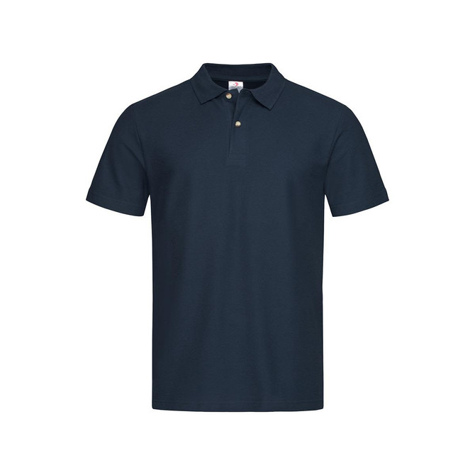 Promotional men's polo shirt showing rib collar horn buttons piqué texture Australia