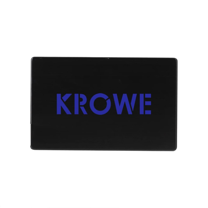 A black flash drive with a blue logo, designed in a sleek rectangular shape.