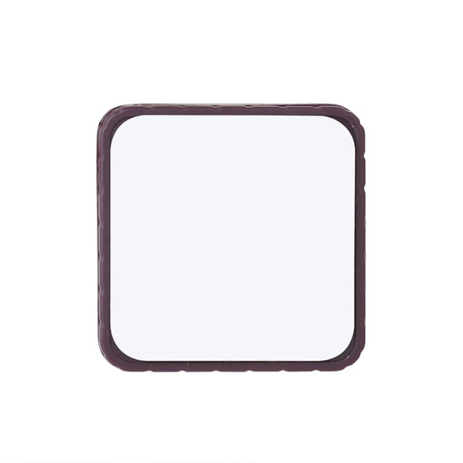 A square flash drive with a smooth, light blue front and a textured dark purple border. It features a branding logo.