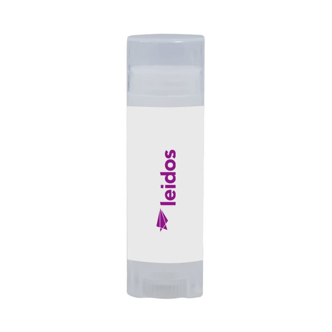 Coconut lip balm in a clear tube with a white label and purple branding.