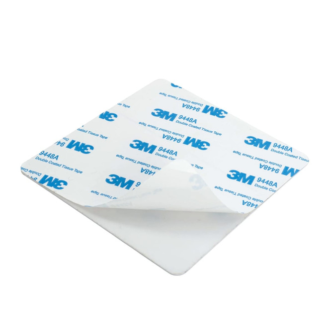 A square, white NFC epoxy desk tag with a textured underside featuring 3M branding.