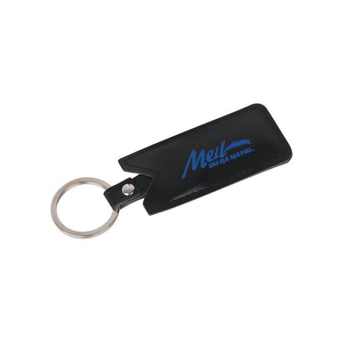 A black keychain pouch featuring a keyring and a logo. The pouch is designed for holding small items.