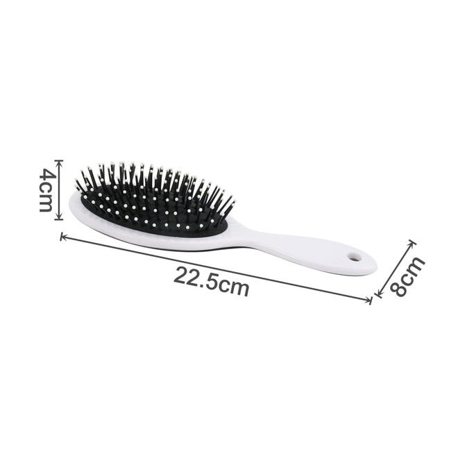 A custom hair brush with a black bristle head and a white handle, measuring 22.5 cm in length.