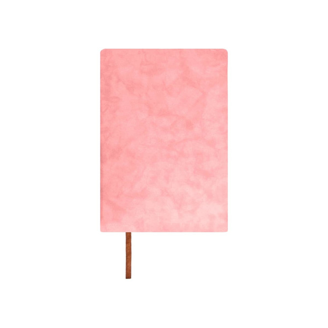 A pink PU leather notebook with a wooden spine, featuring a smooth texture and a minimalist design.