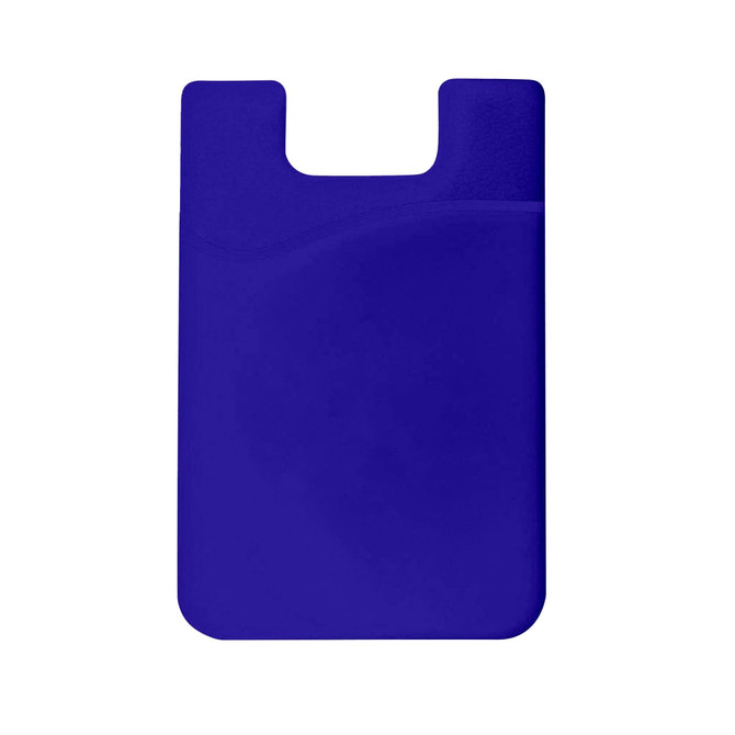 A purple smart wallet featuring a cut-out design and a smooth texture. It has a logo on the front.