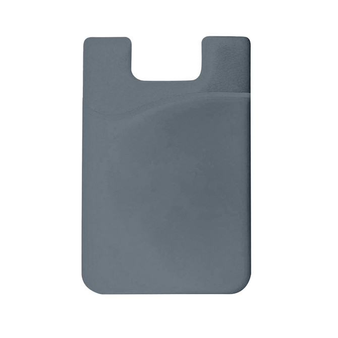 A grey Smart Wallet with a sleek design and a subtle curve, featuring a logo on the front.