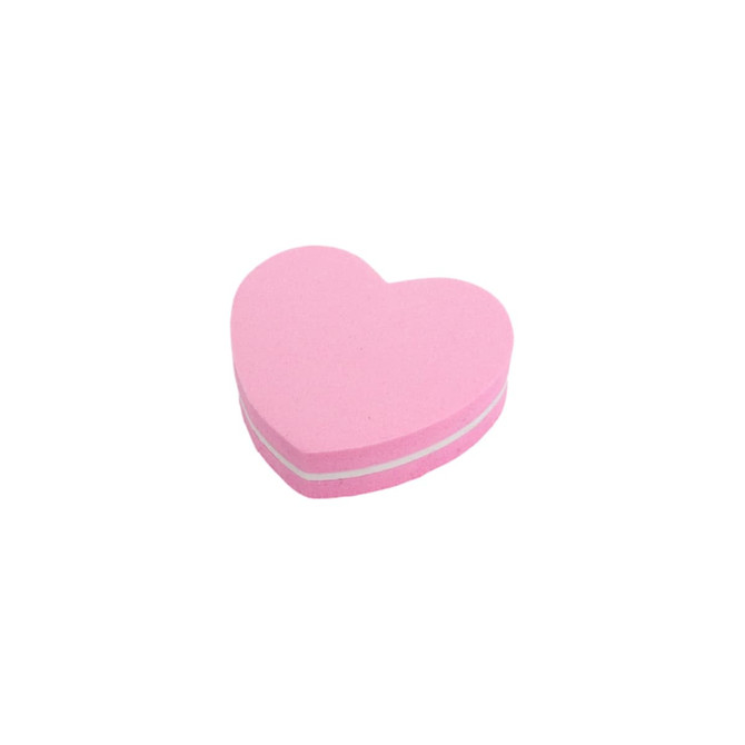 A pack of 50 heart-shaped nail files in pink with a white centre stripe, featuring a branded logo.