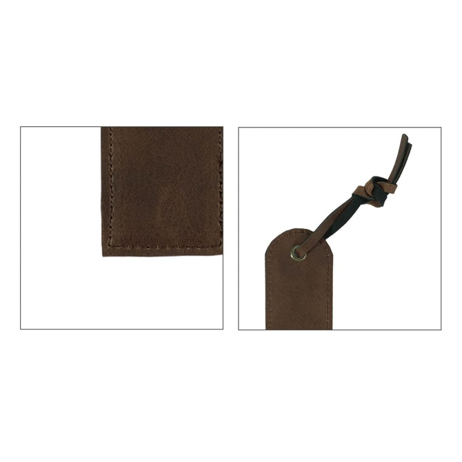 A vintage style, high-quality brown bookmark featuring a leather finish and a decorative knot at the top.