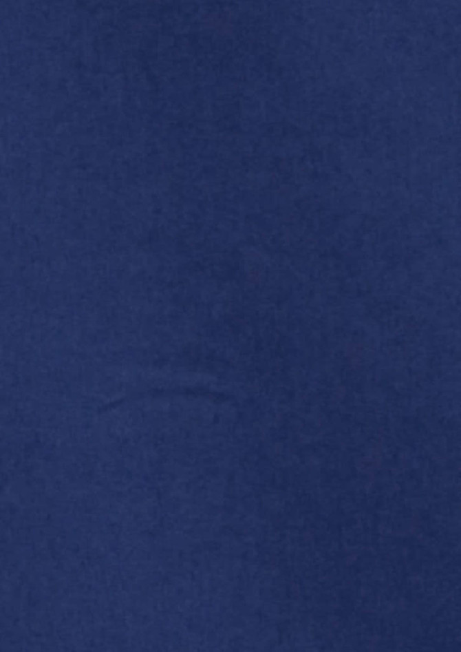 A dark navy women's button-up short sleeve shirt with a smooth fabric finish and a logo.