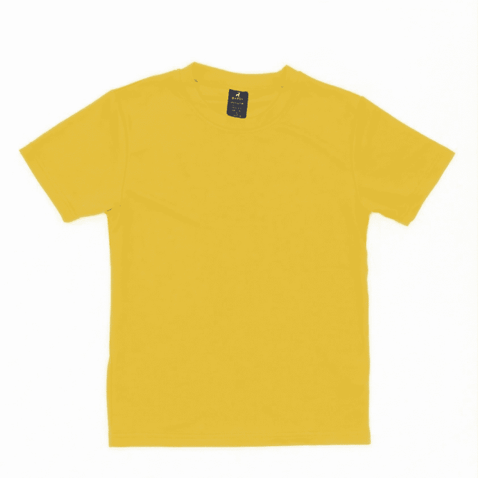 A yellow Youth Core Tee featuring a classic crew neck and short sleeves. It has a logo on the tag.