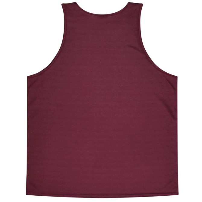 A maroon singlet featuring a round neck and no visible logos, showcased on a white background.