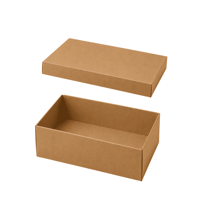 A small natural cardboard gift box, featuring a removable top and a rectangular shape in a light brown colour.