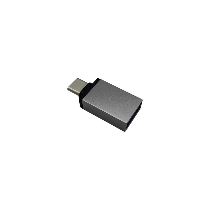 A silver and black USB data blocker with a USB-C connector. The device has a sleek, rectangular shape.
