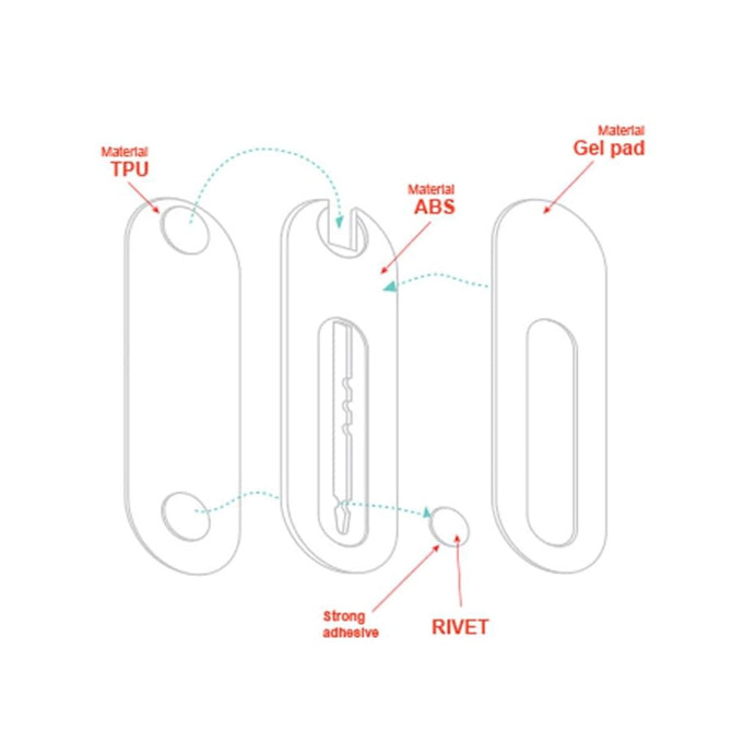 A set of smartphone straps featuring gel pad, ABS, and TPU materials, highlighted with detailing on construction.