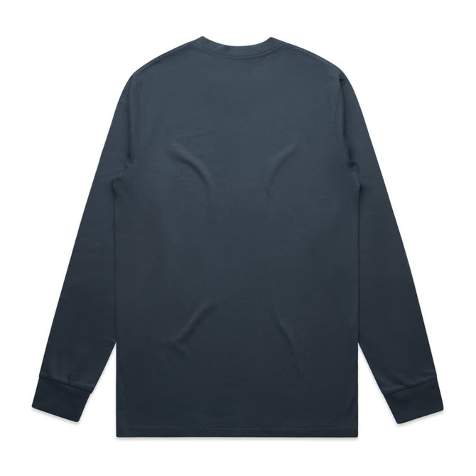 A long-sleeved t-shirt in dark blue with a plain back and fitted cuffs, featuring a small logo at the neckline.