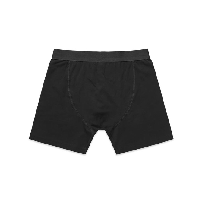 A pair of black trunks with a fitted waistband, featuring a simple design and no visible branding.