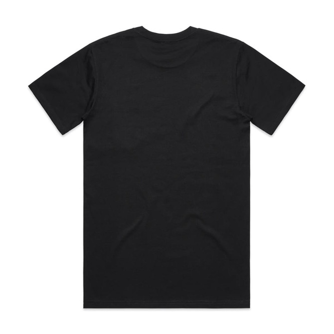A black Classic Pocket Tee featuring a simple design and a logo. The shirt has short sleeves and a round neckline.