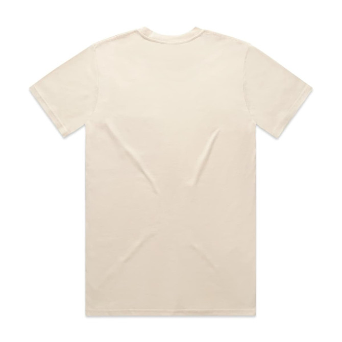 A cream classic pocket tee with a simple design and a logo on the chest area.