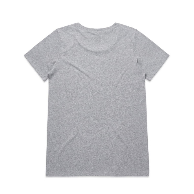 A grey T-shirt with short sleeves and a round neckline. The back is plain with no visible design or branding.