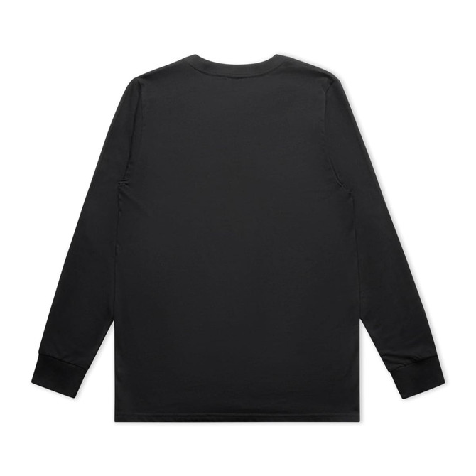 A black long-sleeve t-shirt with a simple design and no visible logos or branding.