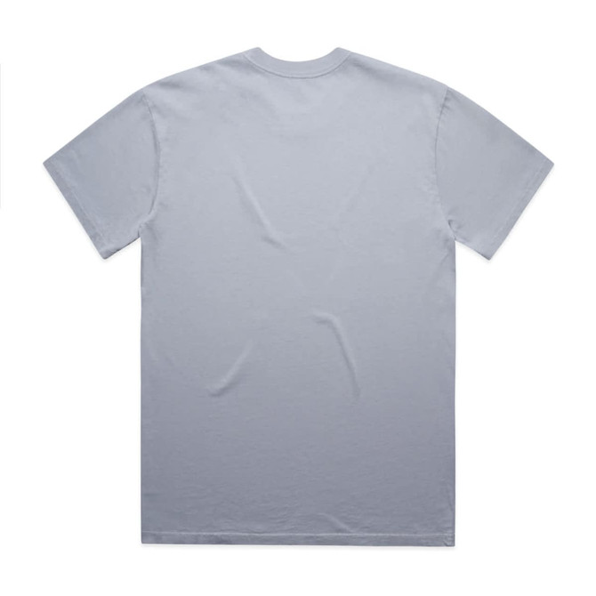 A grey heavy faded t-shirt with a simple round neck and short sleeves, featuring a plain back view.