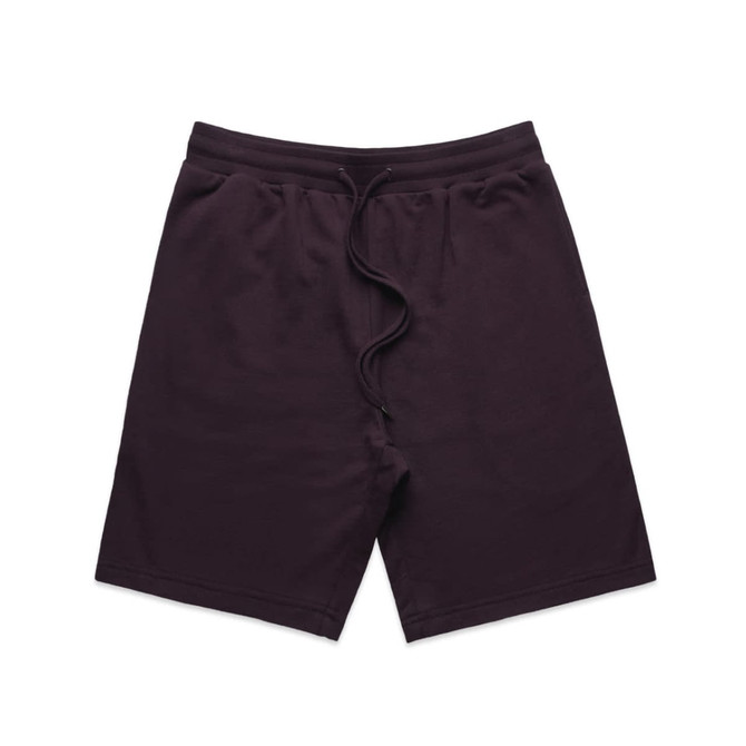 Dark purple sports shorts featuring an elastic waistband and drawstring. The shorts have a minimalist design.