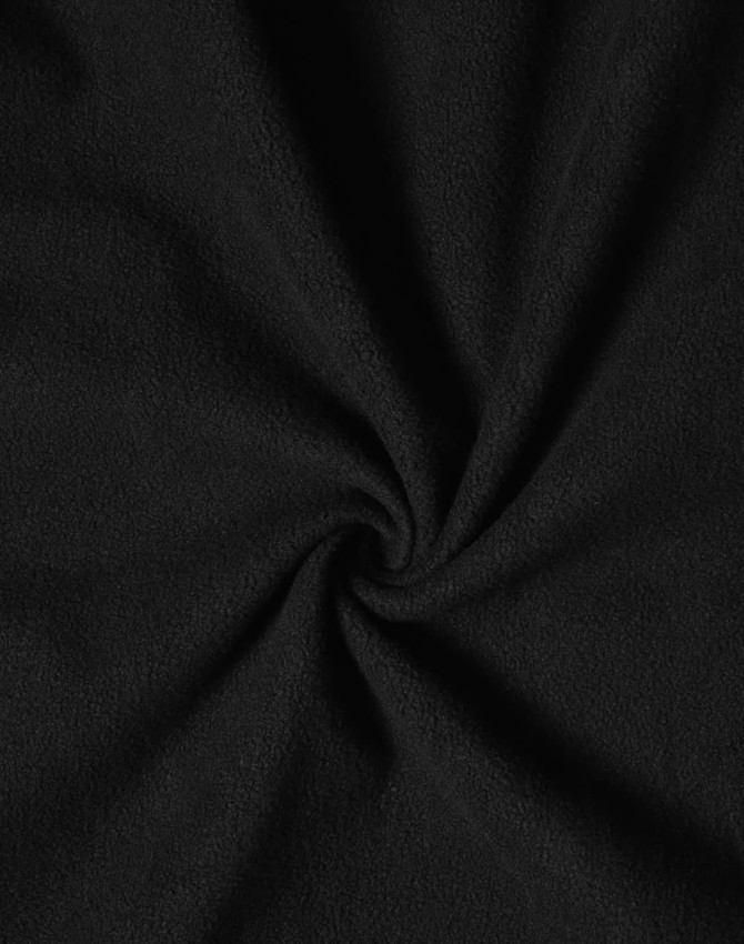 A soft black fabric in a swirling pattern, suitable for jackets or vests, potentially featuring a logo.