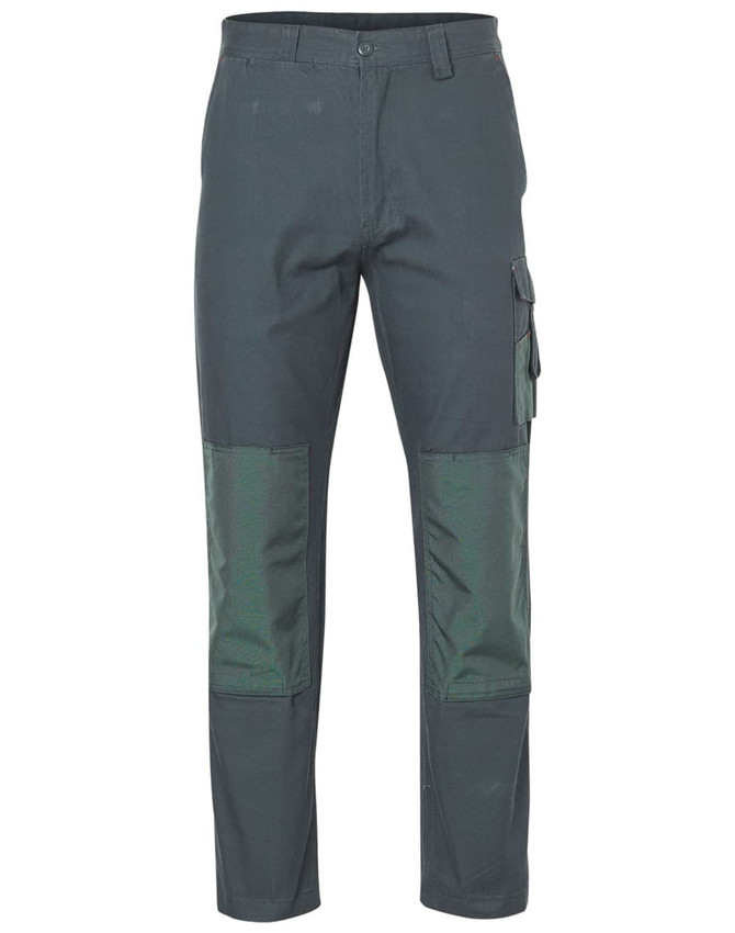 Heavy Duck Weave Dura-Wear Work Pant in dark green, featuring reinforced knees and side pocket, with a logo.