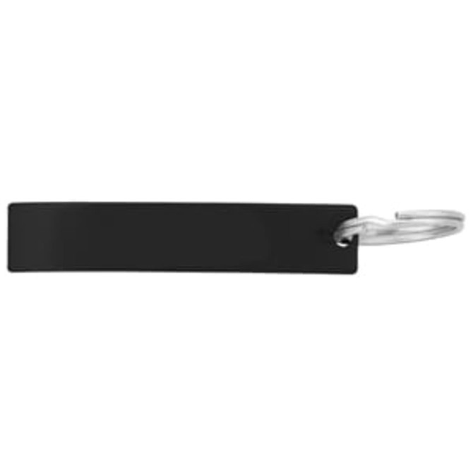 A drink bottle opener in black, featuring a silver keyring attachment. The product has a simple rectangular design.
